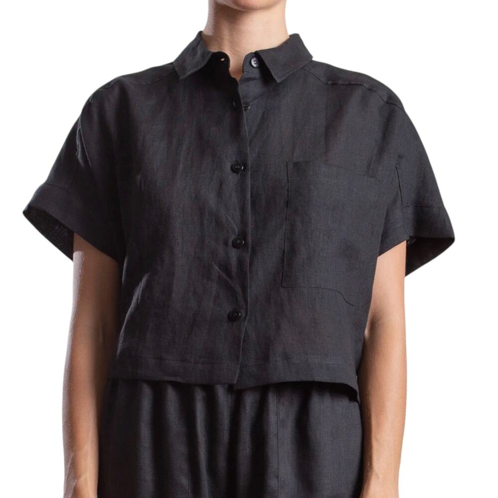 Pharaoh Collection Zoey Shirt in French Linen Black Size 0/XS NWT